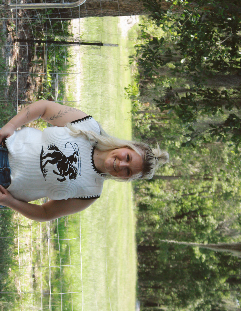 Western Rodeo Cowboy Contrast Trim Sweater Vest